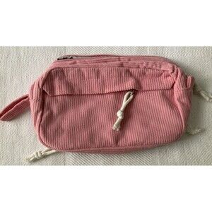 Pencil Case organizer make-up pink corduroy soft pockets